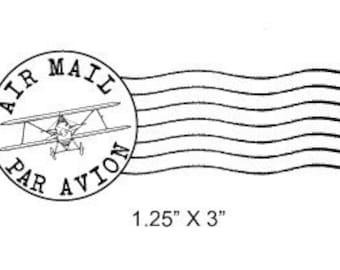 Airplane Post Mark Air Mail -  Par Avion Mail Art Rubber Stamp 295