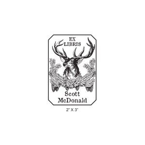 Deer and Pine Cones Personalized Ex Libris Library Stamp Rubber Stamp M15