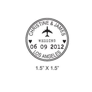 Aangepast vliegtuig bruiloft paspoort Save the Date Rubber Stamp AD173