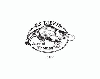 Duck Billed Platypus Ex Libris Rubber Stamp O11