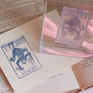 Personalizzato Ex Libris Monkey Bookplate Stamp A23