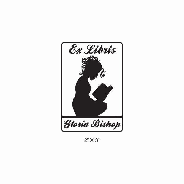 Silhouette Woman Reading Custom Ex Libris Library Stamp  Rubber Stamp O30 Featured Artist