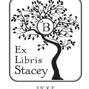 Personalized Ex Libris Library Rubber Stamp MonogramTree D17