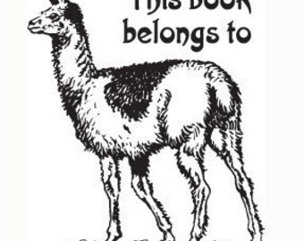 Llama Personalized Ex Libris Rubber Stamp E20