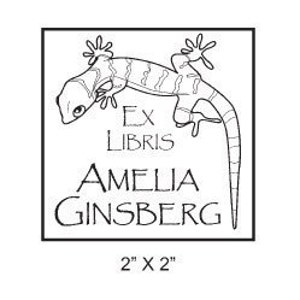 Personalized Ex Libris Two Fireflies Rubber Stamp I28