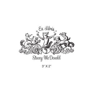 Fox Juggling Storybook Series Custom Ex Libris Bookplate Rubber Stamp K25