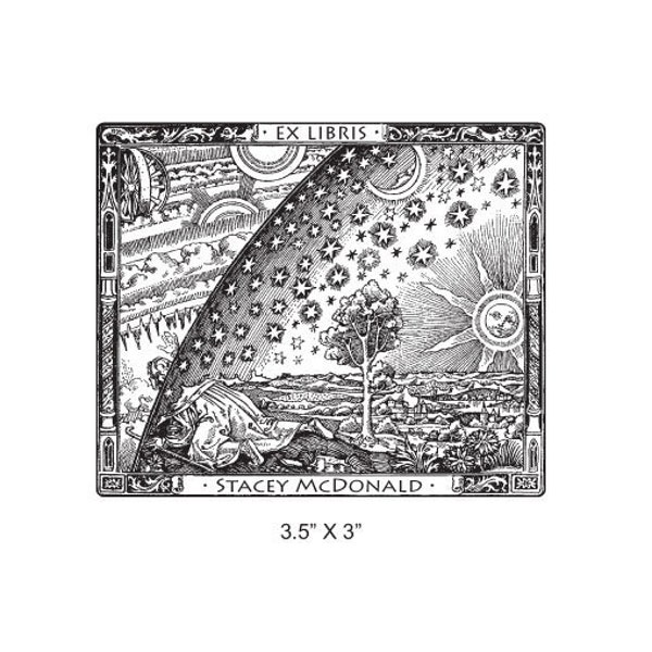 Flammarion Gravur Antik Kunst Personalisiertes Buchschild Ex Libris Stempel J01