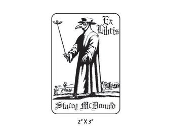 Plague Doctor Ex Libris Bookplate Rubber Stamp K28