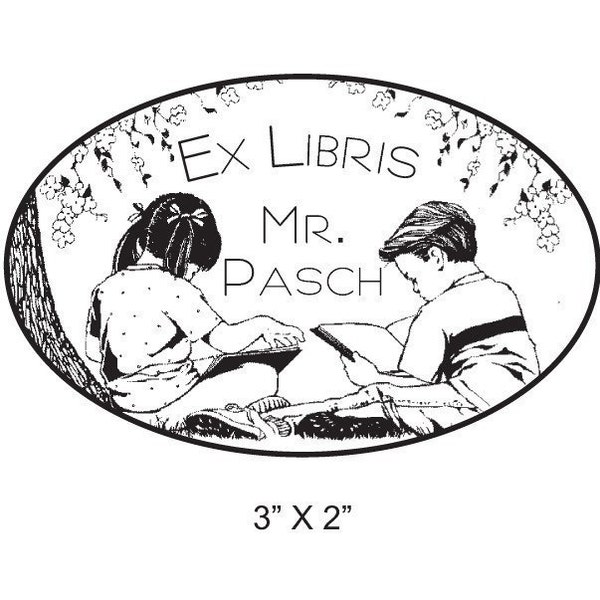 Gepersonaliseerde Kinderen Lezen Leraar Ex Libris Bibliotheek Stempel Rubber Stamp C05