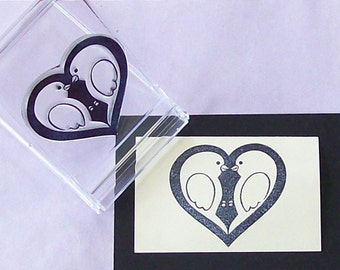 Lovebirds Heart Rubber Stamp Medium 125