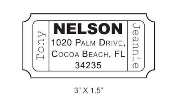 Custom Ticket Return Address Rubber Stamp AD47 | Etsy