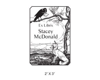 The Fox and Crow Aesops Fable Storybook Series Custom Ex Libris Library Stamp Rubber Stamp J31