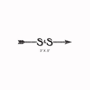 Arrow and Initials Custom Rubber Stamp AD212