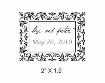 Custom Floral Frame Wedding or Return Address Rubber Stamp AD68