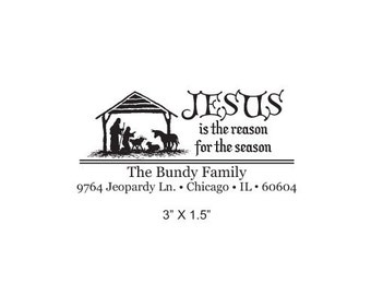 Nativity Scene Religious Custom Return Address  Rubber Stamp AD145