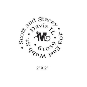 Spiralny monogram niestandardowy znaczek adresu zwrotnego AD146