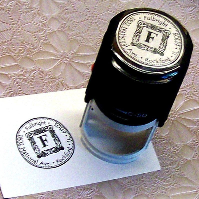 Personalized 2 Inch Round Deluxe Self Inking Rubber Stamp | Etsy