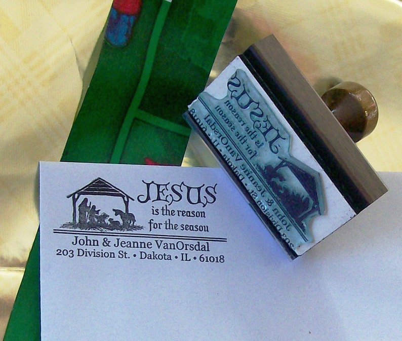 Nativity Scene Religious Custom Return Address Rubber Stamp Etsy