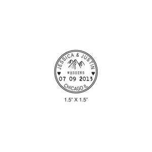 Custom Mountains Wedding Passport Save the Date Rubber Stamp AD268