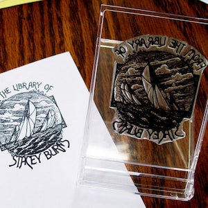Personalized Sailing Ex Libris Bookplate Rubber Stamp A02