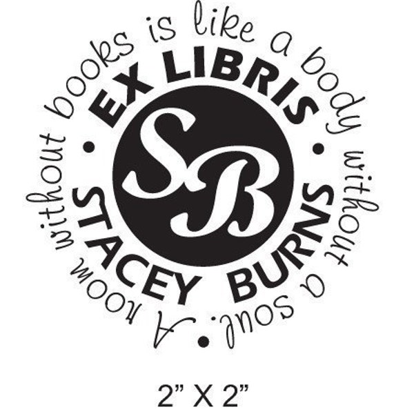 Custom Monogram Script Ex Libris Bookplate Rubber Stamp C01