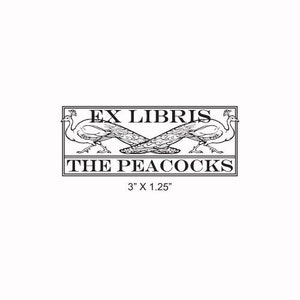 Peacocks Personalized Ex Libris Bookplate Rubber Stamp K04