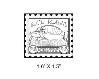 Airplane Postage Stamp  Air Mail Faux Postage Mail Art Rubber Stamp 294