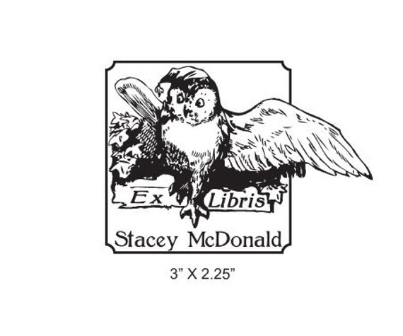 Personalized Bonne Nuit Hibou Goodnight Owl Bookplate Rubber Etsy