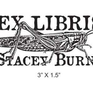 Grasshopper Antique Personalized Ex Libris Bookplate Rubber Stamp H03