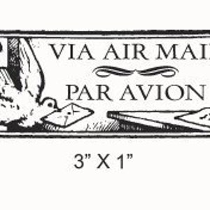 Bird With a Letter Via Air Mail - Correo Aereo - Par Avion Mail Art Rubber Stamp 214