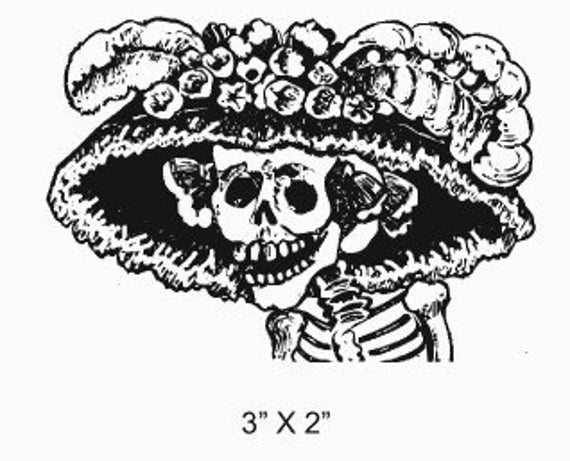 La Calavera Catrina Calavera Dama en Sombrero Floral Posada - Etsy México