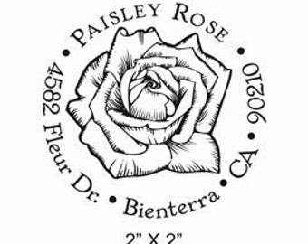 Rose Blossom Custom  Return Address Stamp AD54