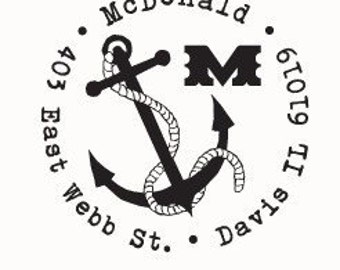 Custom Anchor Monogram Return Address Rubber Stamp AD90