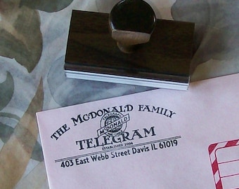Telegram Antique Custom Return Address Rubber Stamp AD122a
