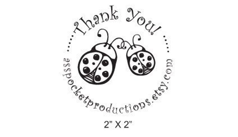Custom Rubber Stamp Mom and Baby Ladybug Thank You B27