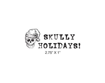 Festive Grinning Santa Skull Rubber Stamp 427