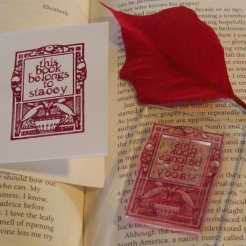 Personalized Topiary Ex Libris Bookplate Rubberstamp B07a image 4