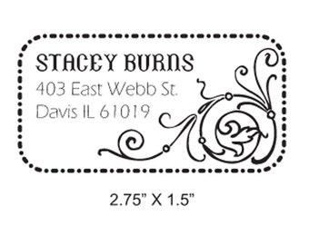 Custom Flourish Return Address  Rubber Stamp AD16