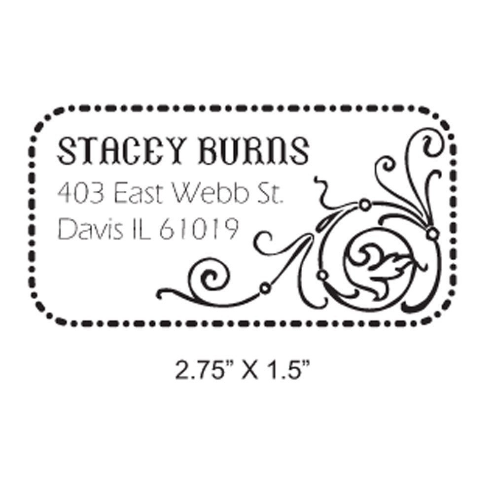 Custom Flourish Return Address Rubber Stamp AD16 Etsy