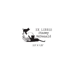 Cats Play on Books Personalized Ex Libris Bookplate Rubber Stamp N09