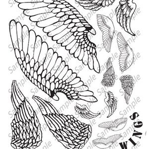 Wings Seven Pairs of Clear Cling Unmounted Rubber Stamps