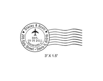 Airplane Post Mark Mail Art  Custom Return Address Rubber Stamp AD286