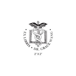 Antique Caduceus Library re Rubber Stamp K31