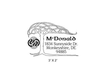 Celtic Knot Tree Custom Return Address Rubber Stamp 397