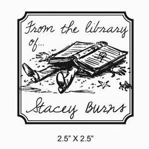 Crushed Under a Huge Book Personalized Ex Libris Bookplate Rubber Stamp F28