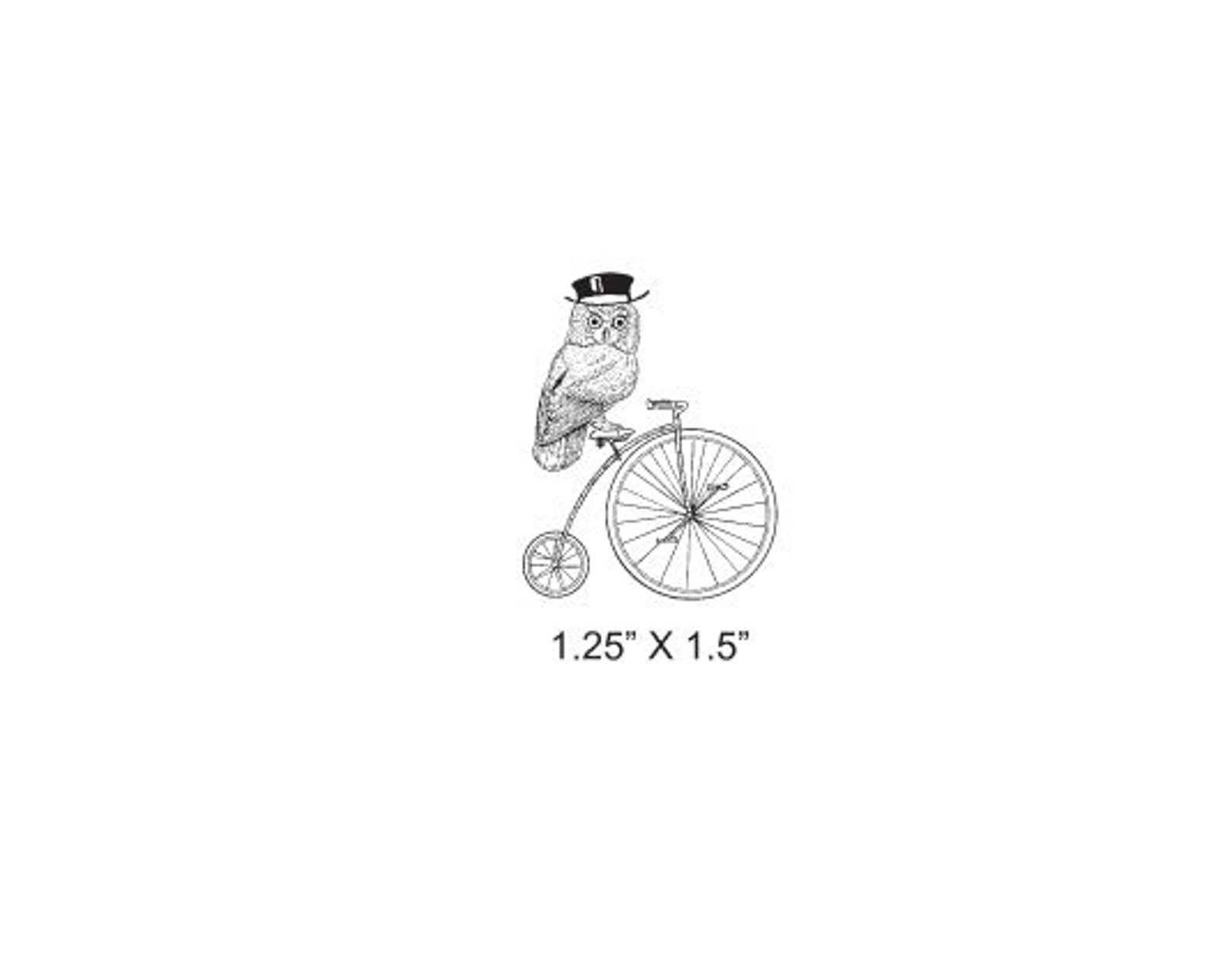 Owl With Top Hat on a Penny Farthing Cycle Rubber Stamp 337 Etsy