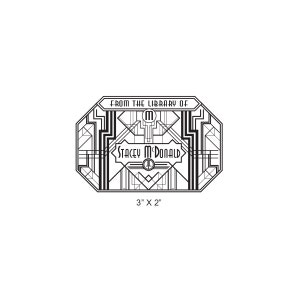 Art Deco Estilo Geométrico Personalizado Ex Libris Bookplate Sello de Goma N14
