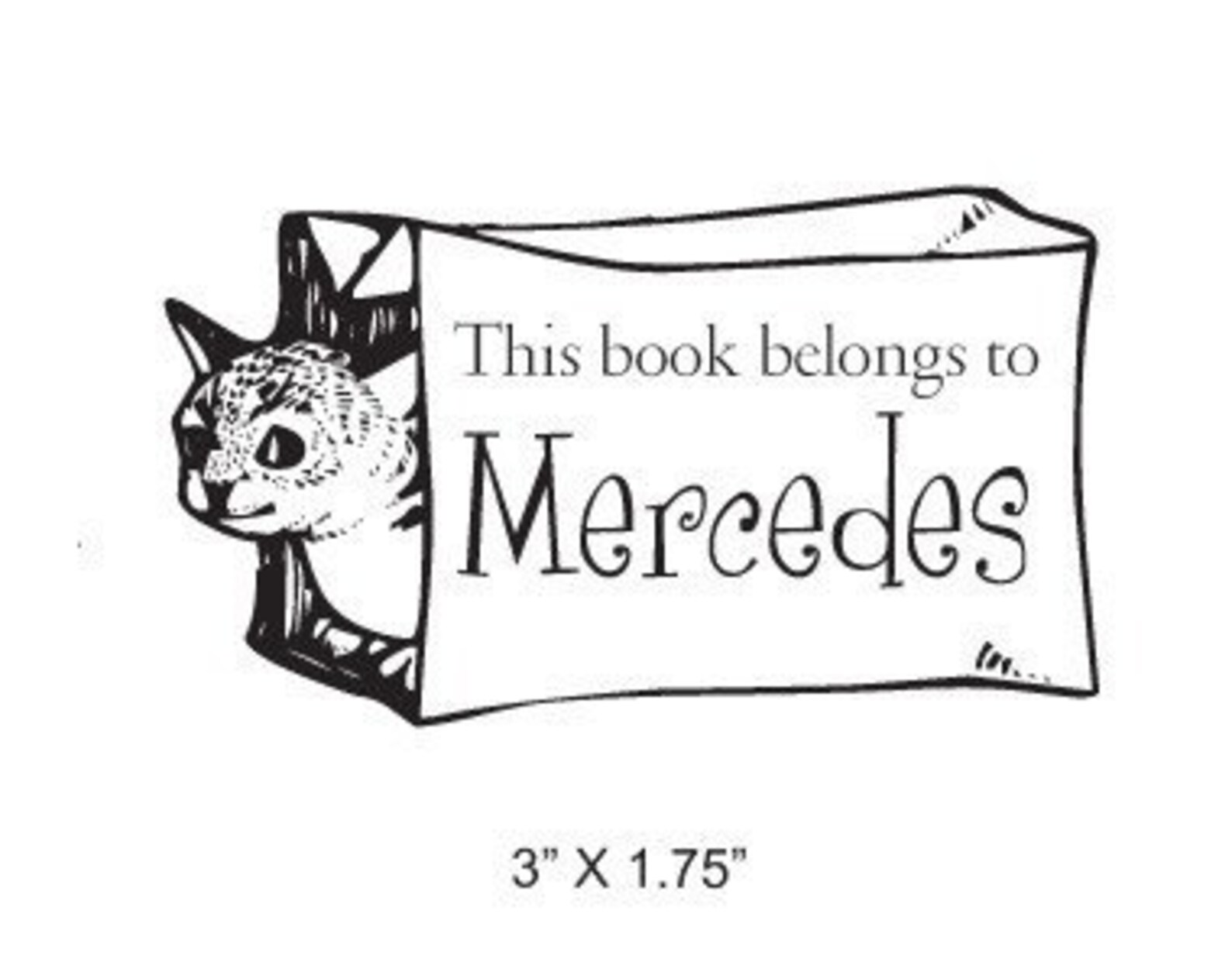 Cat In The Bag Personalized Bookplate Stamp H27 Etsy
