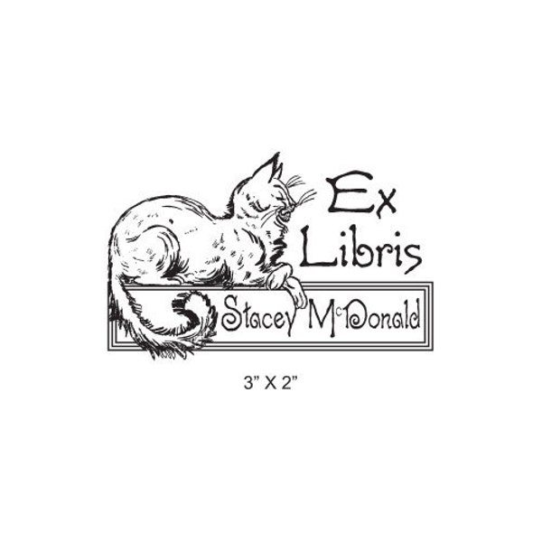 Persian Cat Looks On with Disdain  Personalized Ex Libris Rubber Stamp K19