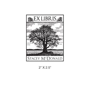 Old Oak Tree Personalized Ex Libris Library Rubber Stamp I33